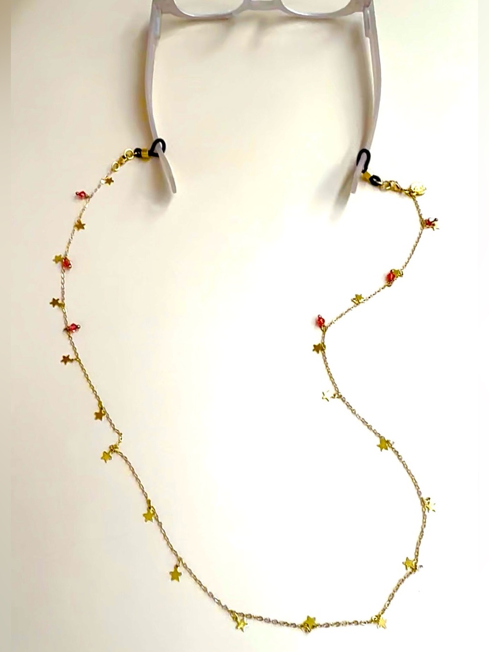 Delicate Gold Star and Red Bead Eyeglass Chain - Women Jewelry Julio Jordan